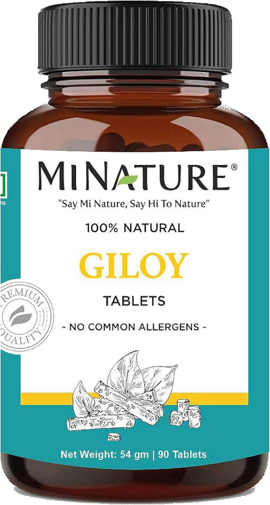 Giloy Tablets by mi Nature 90 Tablets, 1000 mg 45 Days 100% Natural