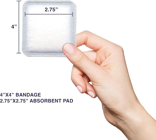 MedVance Super Absorbent Dressing, Non-Adhesive Pads 1st/2nd Degree 5 dressings (4"x4" Bandage, 2.75"x2.75" Absorbent