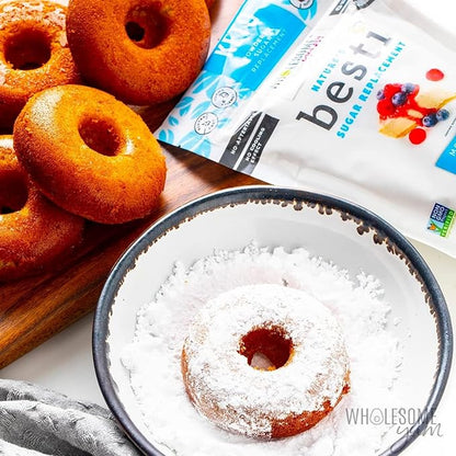 Wholesome Yum Besti Natural Powdered Sugar Substitute - Keto Confectioners Monk Fruit Sweetener Blend With Allulose (No Erythritol) - Non GMO, Zero Carb, Zero Calorie, No Aftertaste (12 oz)