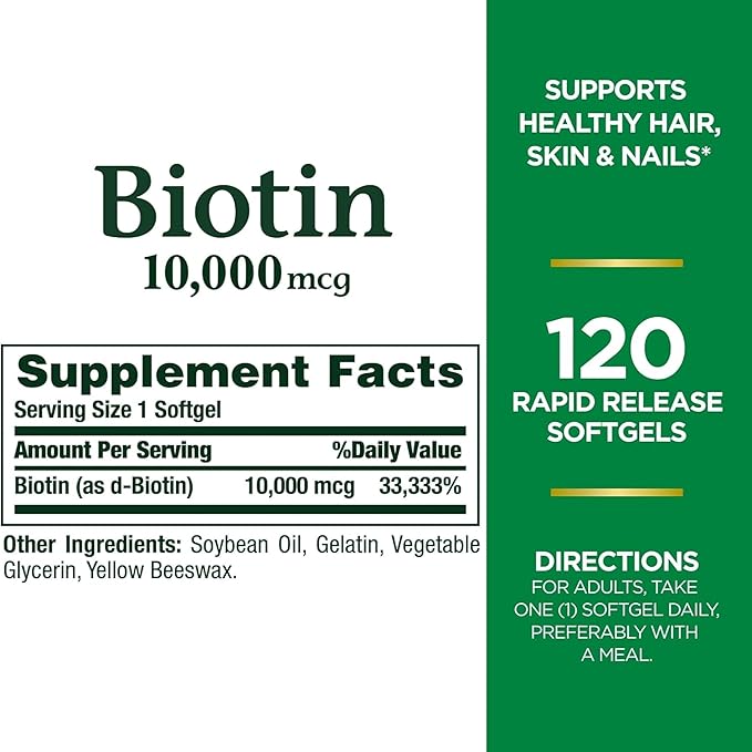 Nature's Bounty Biotin 10000 mcg Ultra 120 ea 2)