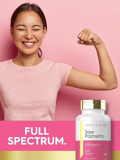 Carlyle Saw Palmetto for Women 900mg | 120 Capsules | Full Spectrum Complex | Non-GMO, Gluten Free Supplement | for Her