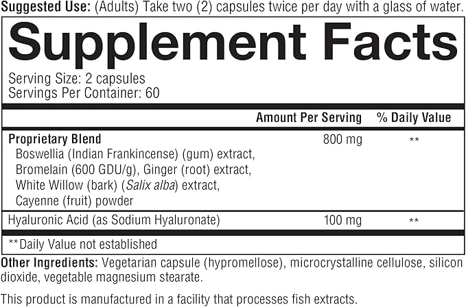 Youtheory Hyaluronic Acid Advanced with Boswellia, 120 Count (1 Bottle)
