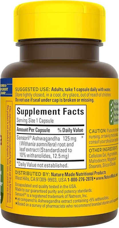 Nature Made Ashwagandha Capsules 125mg 60 Capsules, 60 Day 2)