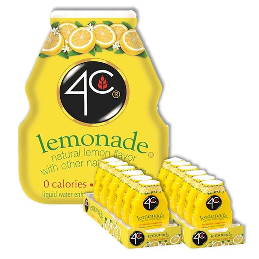 4C Sugar Free A Liquid Water Enhancer 12 Pack, Premium Natural Flavors, 0 Calories (Lemonade, 1.62 Ounce (Pack of 12))