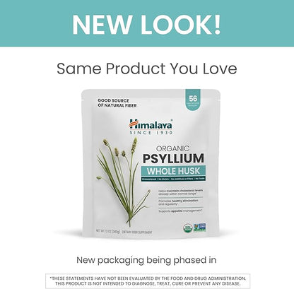 Himalaya Organic Psyllium Whole Husk, Natural 56-Tablespoon Supply, 12 Oz