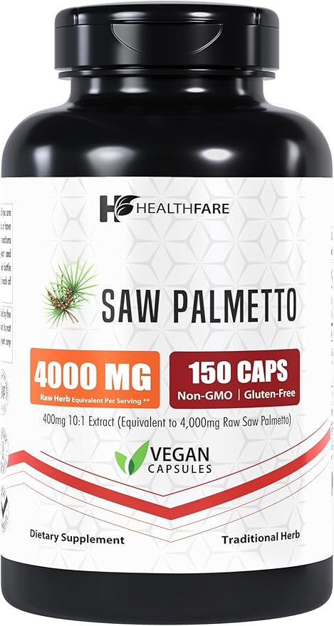 Saw Palmetto Extract 400mg (4,000mg Equivalent), 150 Capsules | Traditional Herb Supplement | Gluten-Free