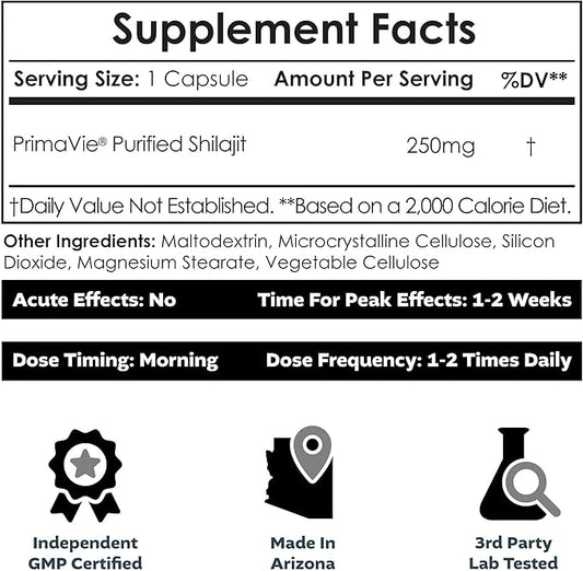 Nootropics Depot PrimaVie Shilajit Capsules 250mg | 90 Count