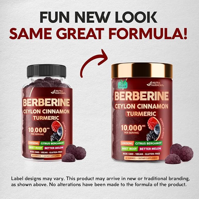 Berberine with Ceylon Cinnamon Gummies 10000 mg 7-in-1 Heart 60 Gummies