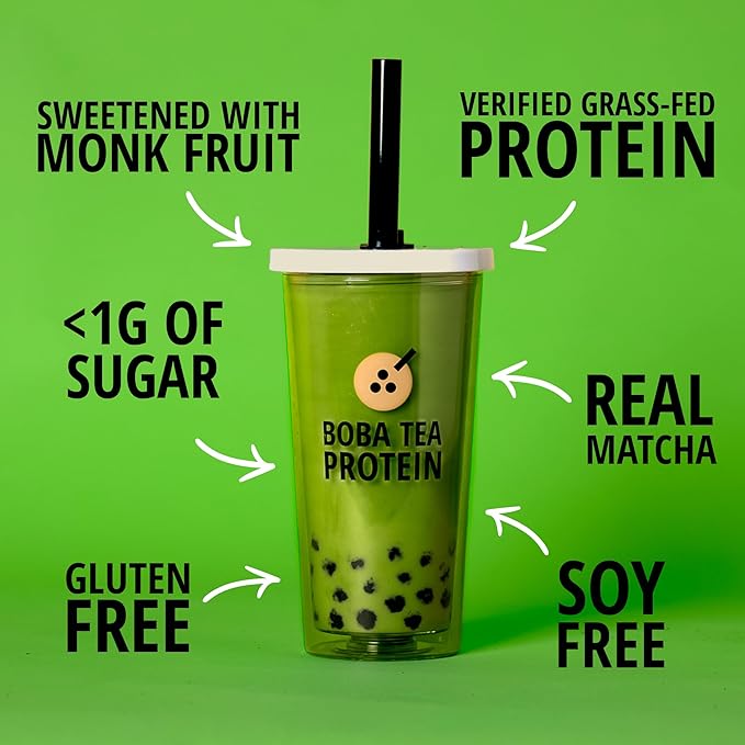 Boba Tea Protein Matcha Latte 25g Grass-Fed 19 Servings