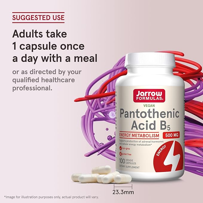 Jarrow Formulas Pantothenic Acid B5 500 B5 for 100 Veggie 100 Day