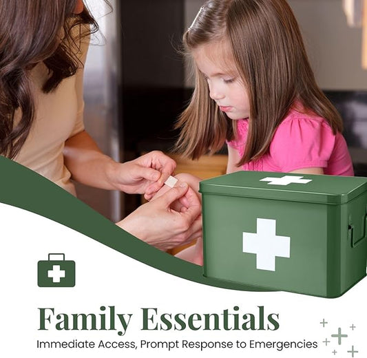 Flexzion First Aid Box Organizer Empty 13" Green