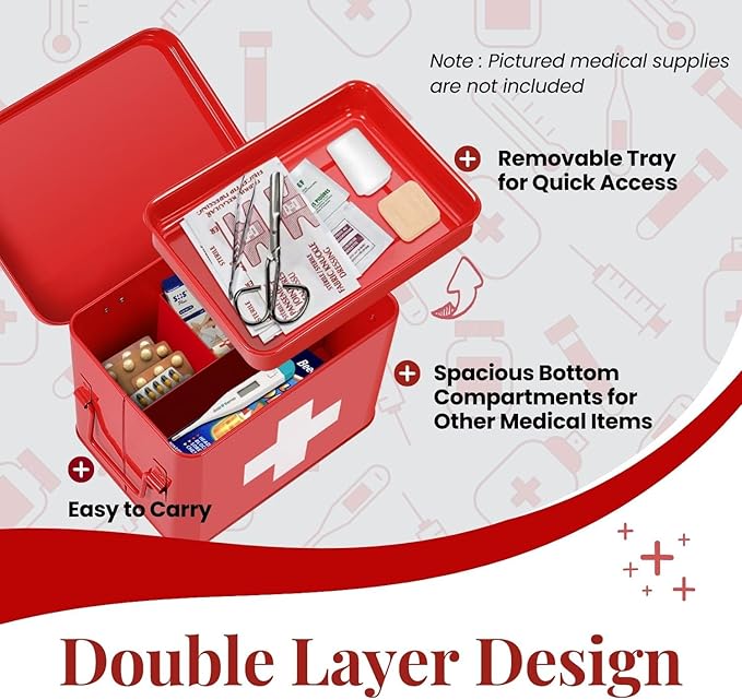 Flexzion First Aid Box Organizer, Empty 8.5 Inch