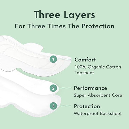 Rael Pads for Women, Organic Cotton Cover 36 Count)
