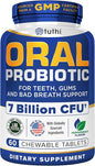 Oral Probiotics for Mouth Bad Breath Treatment for Adults - Dental Probiotics for Teeth and Gums - Oral Health Probiotics - 60 Lozenges Peppermint Flavor