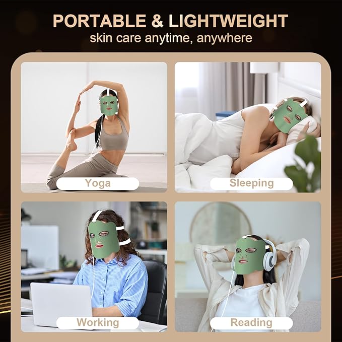 7 Colors Red Light Mask, Dual-Wavelength 660nm & 850nm LED 3 Timing 5 Power