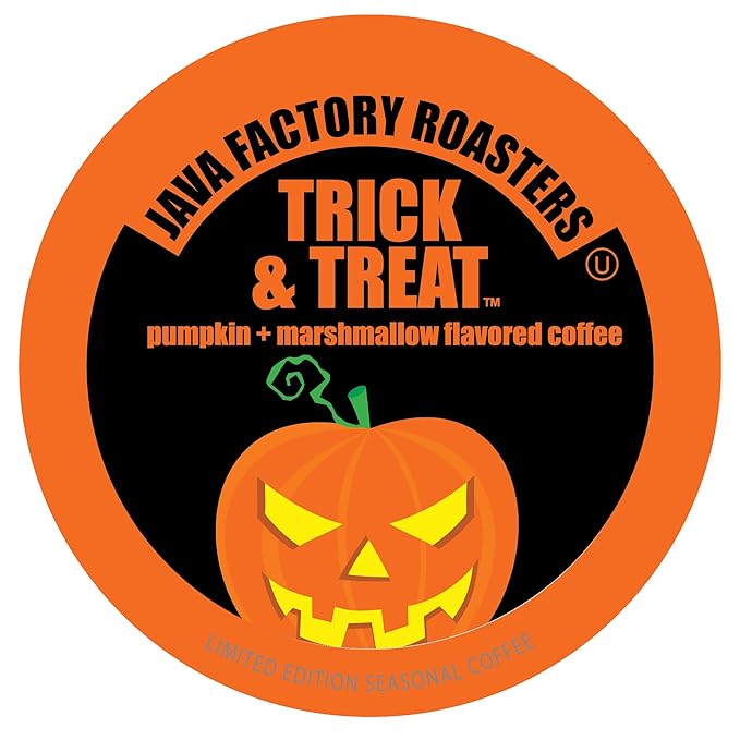 Java Factory Coffee Pods Pumpkin and Marshmallow Flavored Coffee Compatible with K Cup Brewers Including 2.0, Trick and Treat, 40 Count