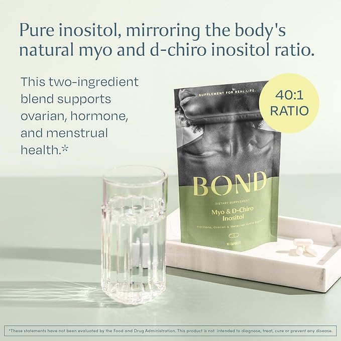 BOND Myo-Inositol & D-Chiro Inositol Supplement B8 Inositol 90 Vegan 30-Day Supply