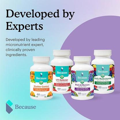 Because Brain Supplement for Memory and 740mg Serving 60 Capsules