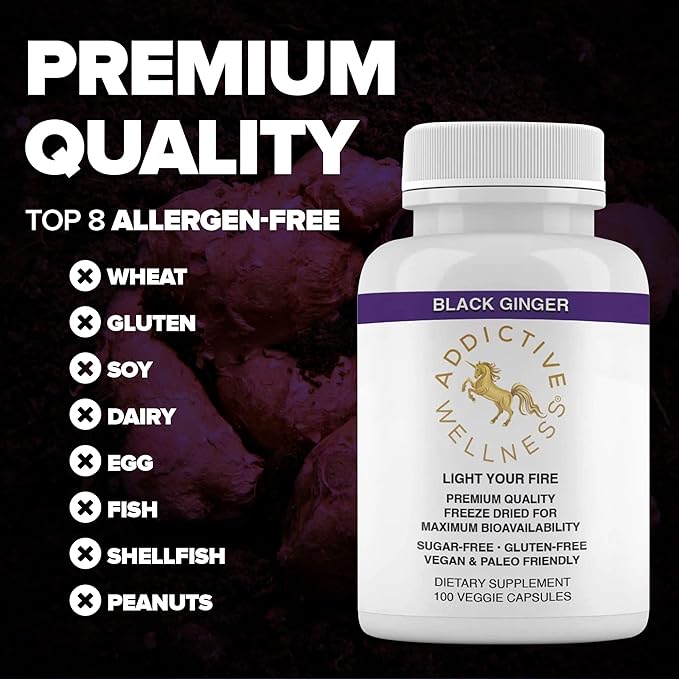 Addictive Wellness Thai Black Ginger 450mg, Vegan 100 Count