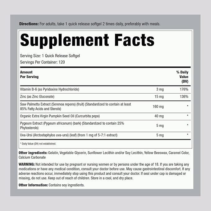 Piping Rock Saw Palmetto Extract for Men and Women | 120 Softgels | Standardized Prostate Supplement | Super Strength Complex Pills | Non-GMO, Gluten Free