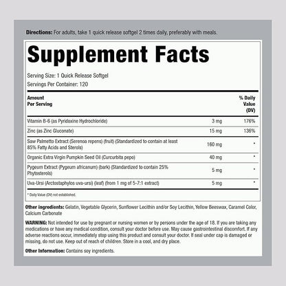 Piping Rock Saw Palmetto Extract for Men and Women | 120 Softgels | Standardized Prostate Supplement | Super Strength Complex Pills | Non-GMO, Gluten Free