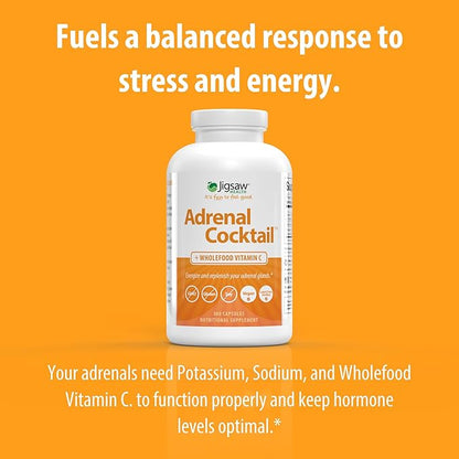 Jigsaw Health Adrenal Cocktail + Wholefood Vitamin C | with Potassium Bicarbonate, Sea Salt, and Acerola Cherry Extract | 360 Capsules | 60 Servings