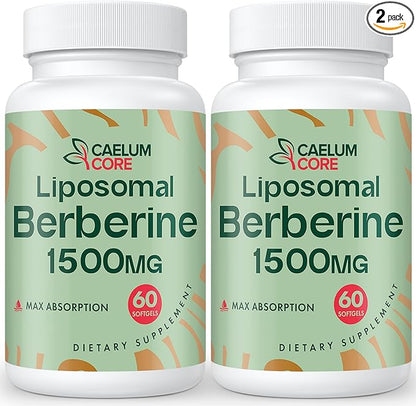 Liposomal Berberine HCL - Berberine 1500mg Activates AMPK & GLP-1, High Bioavailability Berberines Supplement for Women and Men, Berberine Plus Overall Health Support (2 Pack)