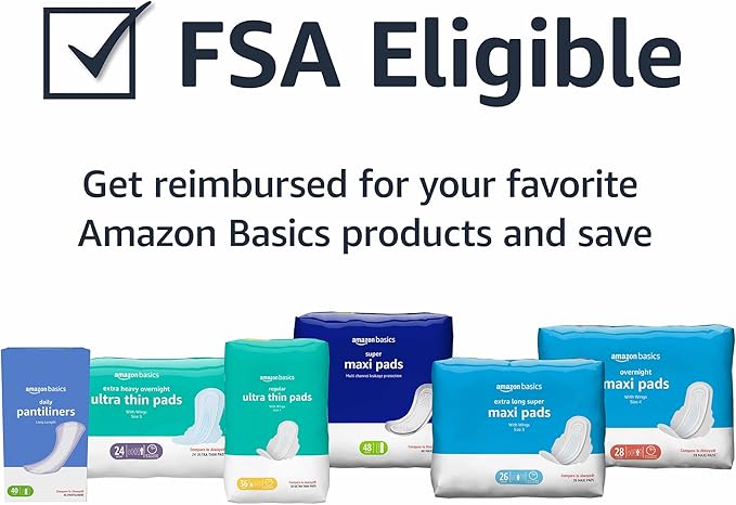 Amazon Basics Thick Maxi Pads 48 Count, 1 Pack