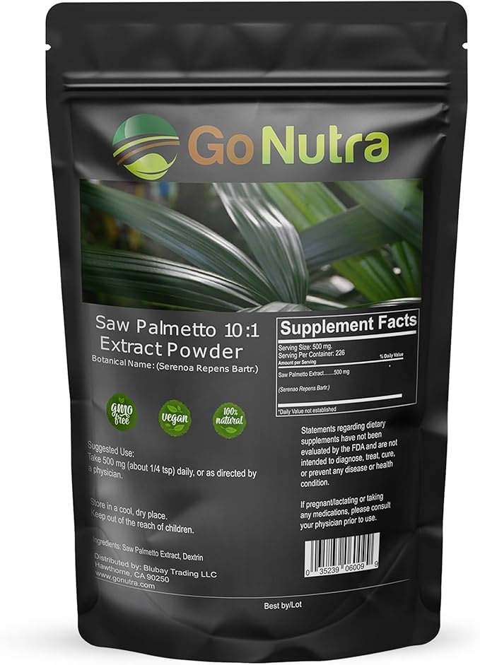 Go Nutra Saw Palmetto Extract Powder Potent 10:1 Strength | 4 oz. Saw Palmetto Supplement Saw Palmetto Powder