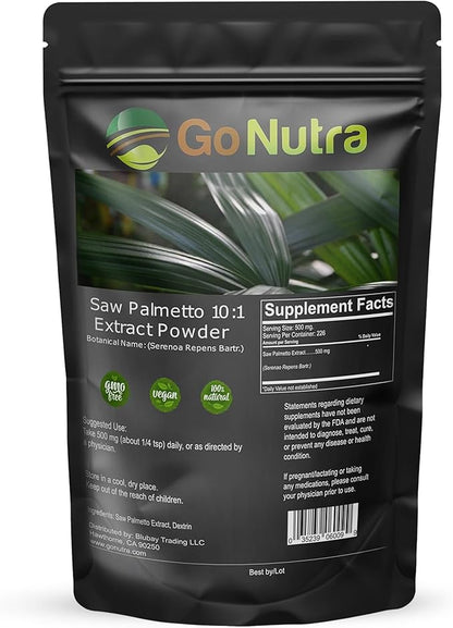 Go Nutra Saw Palmetto Extract Powder Potent 10:1 Strength | 4 oz. Saw Palmetto Supplement Saw Palmetto Powder