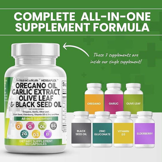 Clean Nutraceuticals Oregano Oil Garlic Extract D3 & 3Pack