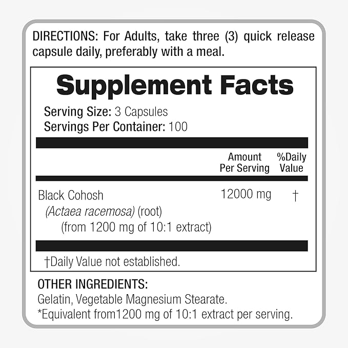 Lab | black cohosh |300 Capsules |12000 mg|