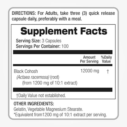 Lab | black cohosh |300 Capsules |12000 mg|