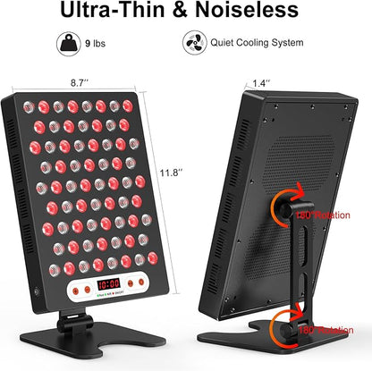 Red Light Therapy Device, Ultra-Thin & 660nm Near 850nm Infrared 68pcs Dual Health,100W (Black)