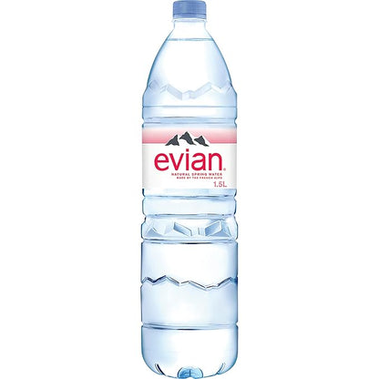 Evian Natural Spring Water, 1.5 L bottle (Pack of 12)