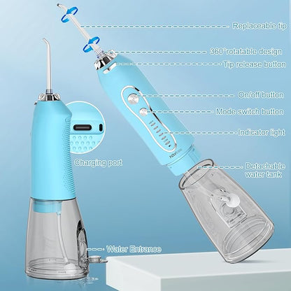 Water Dental Flosser Teeth Cleaner Pick, H2ofloss Cordless Irrigator,5 Mode IPX7 Waterproof 300ML Rechargeable