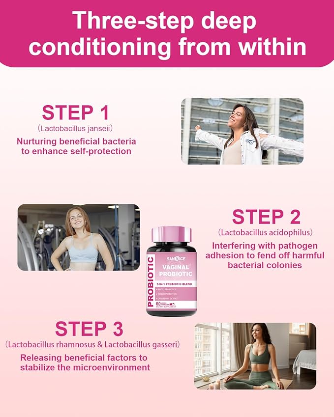 Vaginal Probiotics Supplement for Women, 70mg Female V-Probiotic Blend(6B CFU), Lactobacillus with Prebiotic & Cranberry Extract for Vaginal Odor, pH Balance, Organic Prebiotic Supplement(60 Capsules)