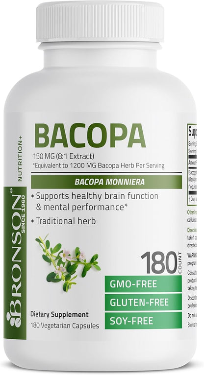 Bronson Bacopa (1200mg Equivalent from 8:1 180 Vegetarian