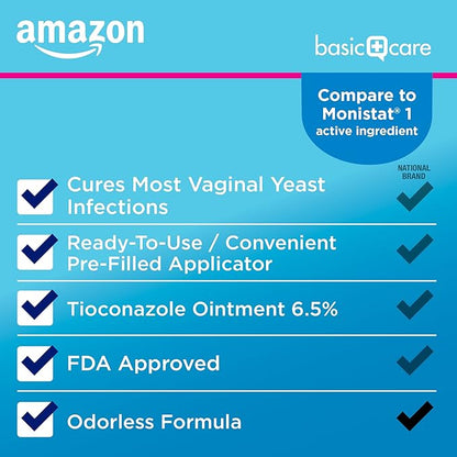 Amazon Basic Care Tioconazole Ointment 6.5 1-Dose Treatment, 0.16 Ounce 2)