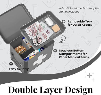 Flexzion First Aid Box Organizer, Empty 8.5 Inch
