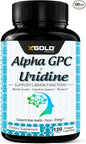 Alpha GPC Choline 600mg + Uridine 300mg-2-in-1 Nootropic -120 Veggie