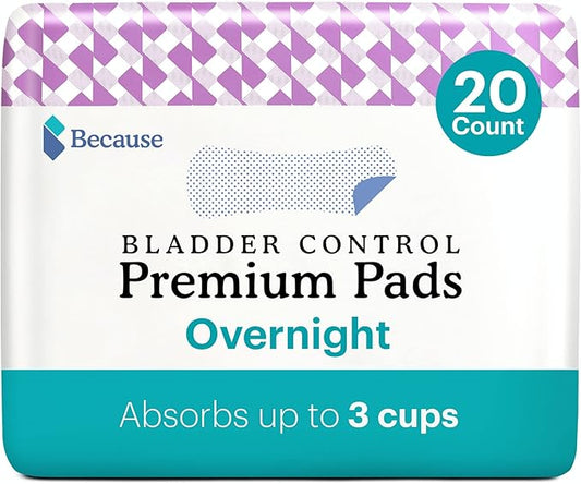 Because Incontinence Pads for Women 12hr Nighttmie 20 Count