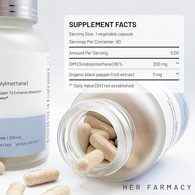 DIM (Diindolylmethane) Supplement | 60-Day Supply | Plastic-Free | Quality Ingredient Testing | Hormonal Balance | PCOS | Menopause | Hormonal Acne | Estrogen Balance