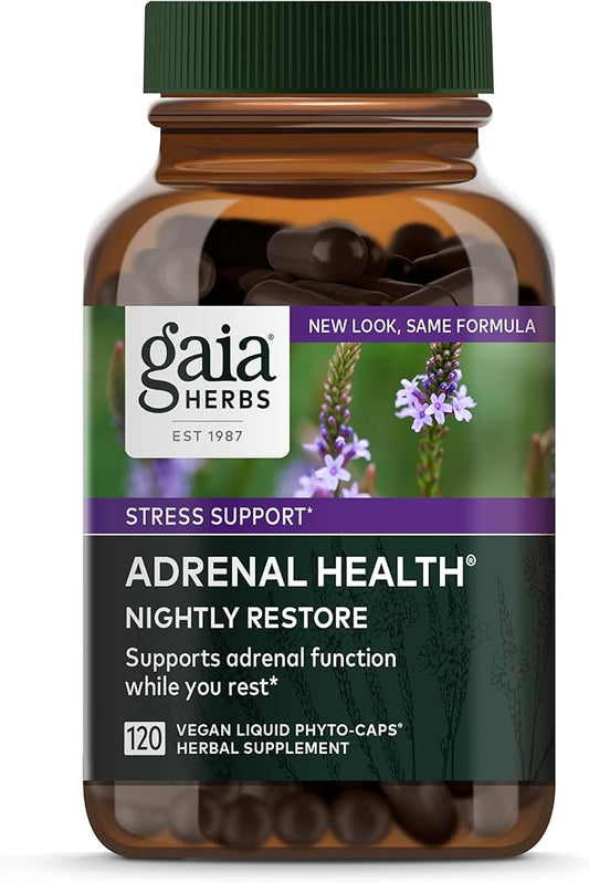 Gaia Herbs Adrenal Health Nightly Restore 120 Vegan (60 Servings)