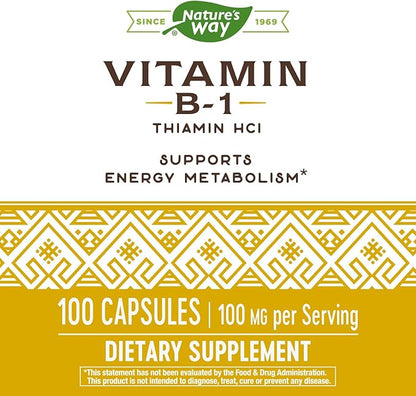 Nature's Way Vitamin B-1 100 mg 100 Capsules
