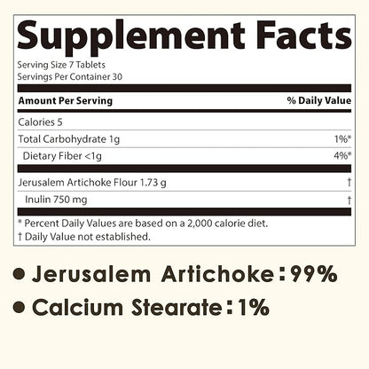 NAFFY KIKUIMO Jerusalem Artichoke Supplement -Inulin, 210 tablets