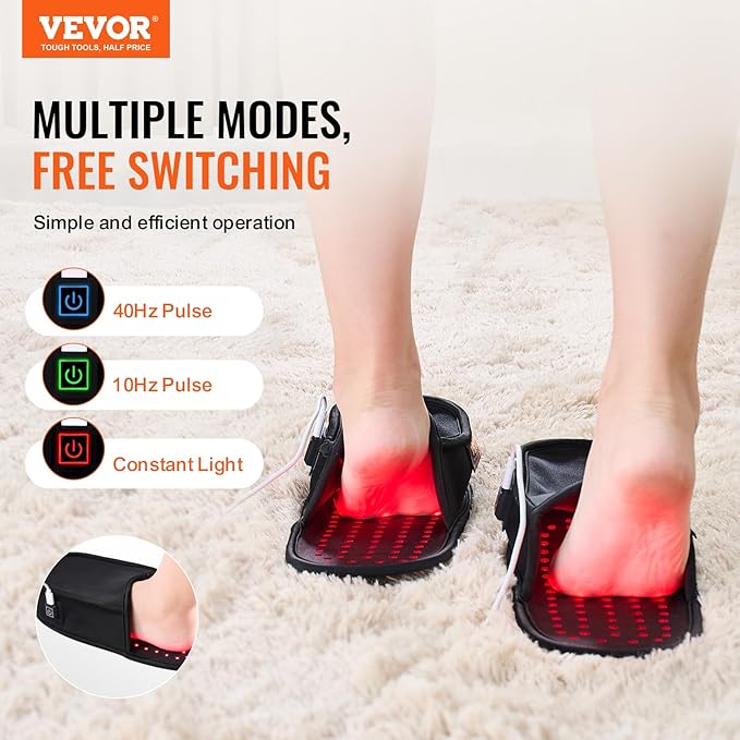 VEVOR Red Light Therapy for Foot, 660nm & 850nm Red 120 LEDs 10 Hz/40 Hz/40 Hz