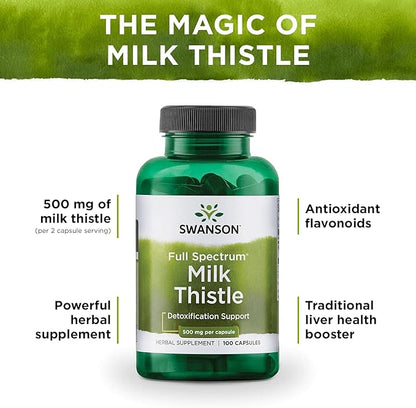 Swanson Milk Thistle (100 Capsules, 500mg Each) 3 Pack