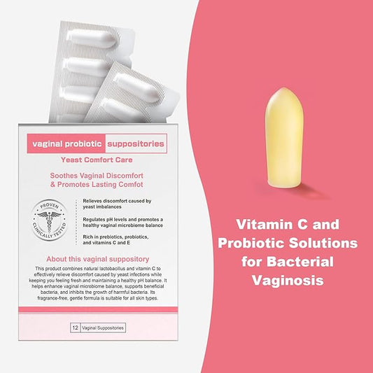 Nahid Vaginal probiotic Suppository, hyaluronic Acid Suppositories, Vaginal moisturizer, PH Balance, Restores Healthy Vaginal Odor, Yeast Comfort Care (12 Inserts)
