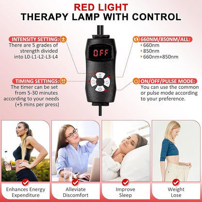 Red Light Therapy Lamp, Infrared Light 660nm Red 850nm Near